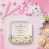 Cute Colorful Little Wildflower Bee's 1st Birthday ペーパープレート (パーティー)