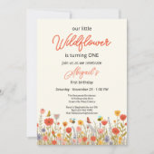 Cute Colorful Little Wildflower Bee's 1st Birthday 招待状 (正面)