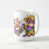 CUTE COLORFUL MARDI GRAS ANIMALS コーヒーマグカップ (正面右)