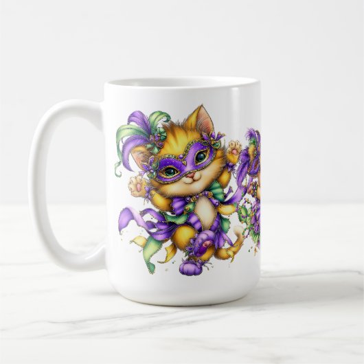 CUTE COLORFUL MARDI GRAS ANIMALS コーヒーマグカップ (左)