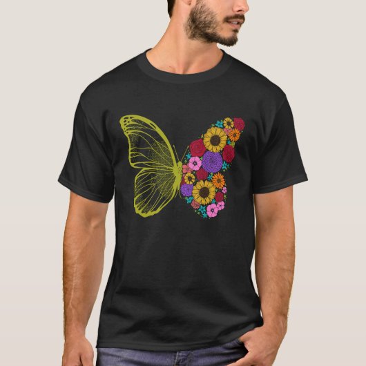Cute Colorful Monarch Butterfly Flower Butterflie Tシャツ (正面)