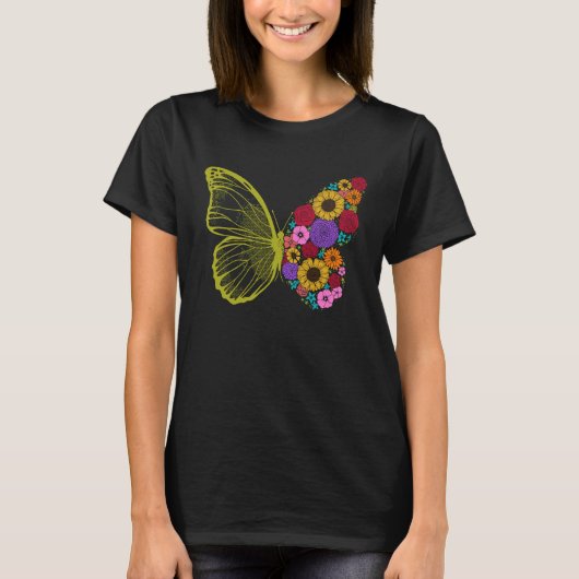 Cute Colorful Monarch Butterfly Flower  Butterflie Tシャツ (正面)