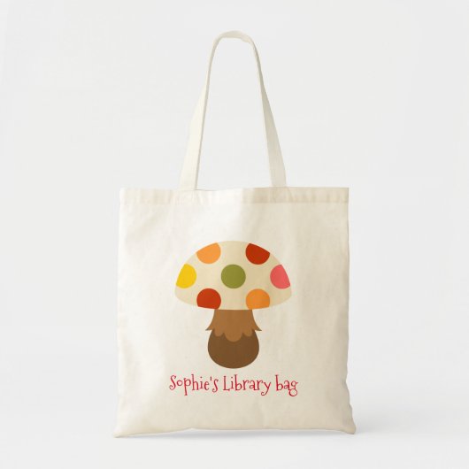 Cute colorful mushrooms kids library tote bag トートバッグ (正面)