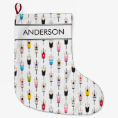 Cute Colorful National Cyclists Illustration Art ラージクリスマスストッキング (正面)