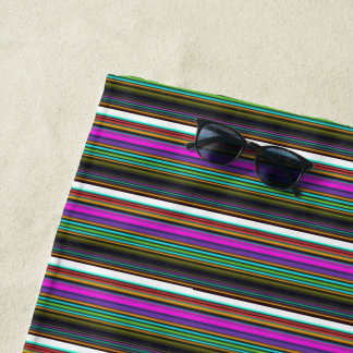 Cute colorful neon stripes ビーチタオル