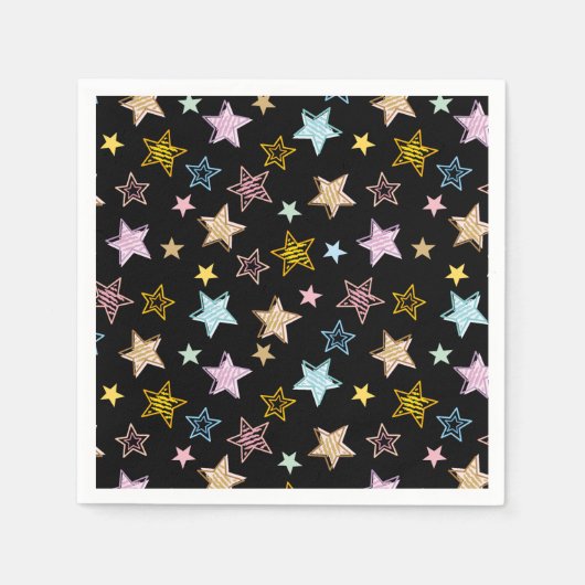 Cute Colorful Pastel Stars Pattern スタンダードカクテルナプキン (正面)