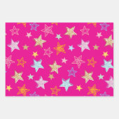 Cute Colorful Pastel Stars Pattern ラッピングペーパーシート (正面3)