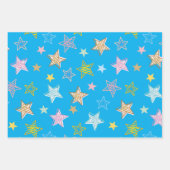 Cute Colorful Pastel Stars Pattern ラッピングペーパーシート (正面2)