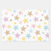 Cute Colorful Pastel Stars Pattern ラッピングペーパーシート (正面)