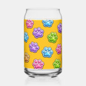 Cute Colorful Paw Print Pattern Cartoon Style ガラス缶 (正面)