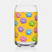 Cute Colorful Paw Print Pattern Cartoon Style ガラス缶 (裏面)