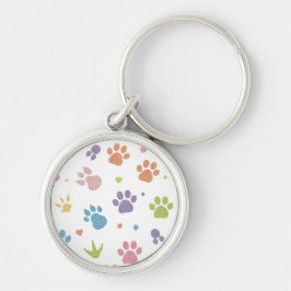 Cute Colorful Paw Prints Pattern Keychain キーホルダー