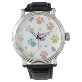 Cute Colorful Paw Prints Pattern Wrist Watch 腕時計