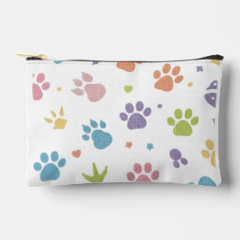 Cute Colorful Paw Prints Pattern Zipper Pouch アクセサリーポーチ