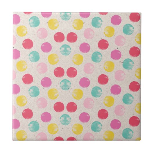 Cute Colorful Polka Dot Pattern タイル (正面)