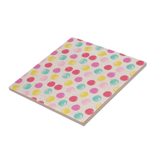 Cute Colorful Polka Dot Pattern タイル (側面)