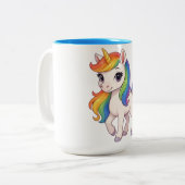 Cute, Colorful Rainbow unicorn  ツートーンマグカップ (正面左)