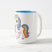 Cute, Colorful Rainbow unicorn  ツートーンマグカップ (正面右)