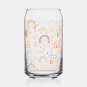 Cute Colorful Rainbows and Daisy Flowers Abstract ガラス缶 (左)