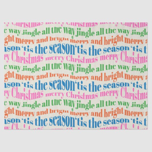 Cute Colorful Retro Christmas Script Decoupage 薄葉紙 (正面)