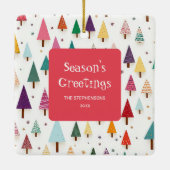 Cute Colorful Retro Christmas Trees セラミックオーナメント (裏面)