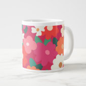 Cute Colorful Retro Florals ジャンボコーヒーマグカップ (正面右)