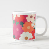 Cute Colorful Retro Florals ジャンボコーヒーマグカップ (右)