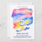 Cute Colorful Sky Cloud Nine Rainbow Watercolor 招待状 (正面)