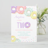 Cute Colorful Sprinkle Donuts 2nd Birthday 招待状 (スタンド正面)