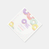 Cute Colorful Sprinkle Donuts First Birthday スタンダードカクテルナプキン (角)
