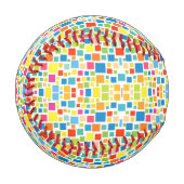 Cute colorful squares patterns neck tie 野球ボール (正面左)