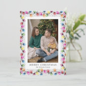 Cute Colorful String Lights Photo Christmas Card シーズンカード (スタンド正面)