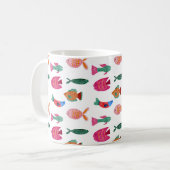 Cute Colorful Tiny Fish Drawing Seamless Pattern コーヒーマグカップ (正面左)