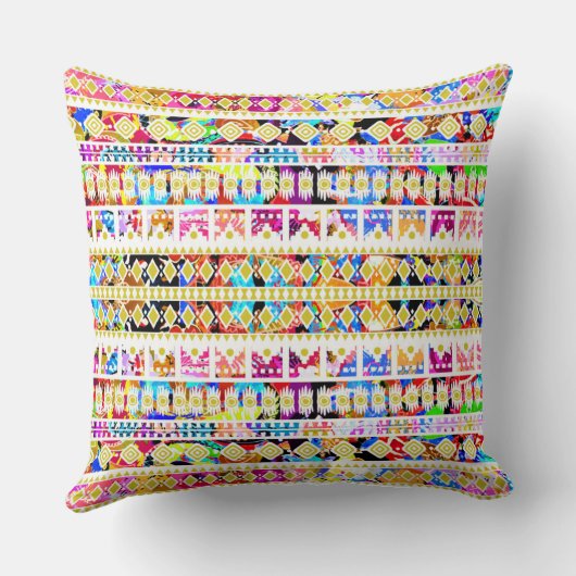 Cute colorful tribal aztec pattern クッション (裏面)