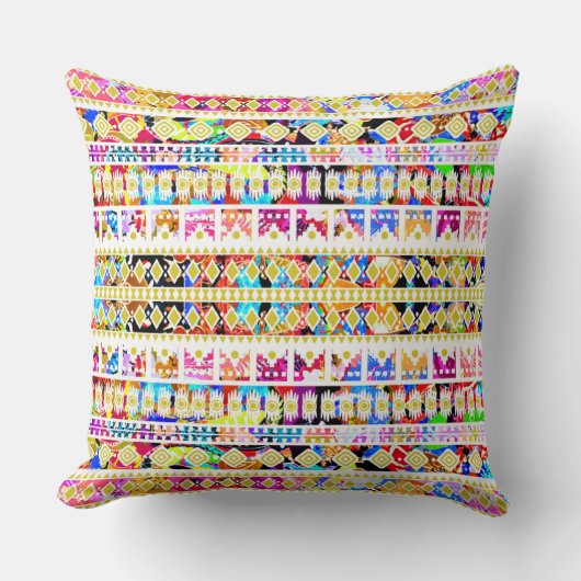 Cute colorful tribal aztec pattern クッション (正面)