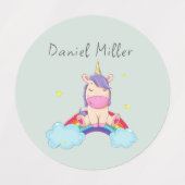 Cute Colorful Unicorn Custom Name ラベル (デザイン1)