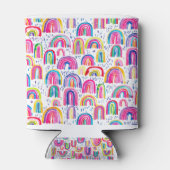 Cute Colorful Watercolor Rainbows 缶クーラー (裏面)
