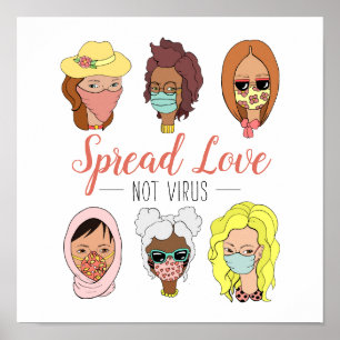 Cute Colorful Wear Masks Spread Love Not Virus ポスター