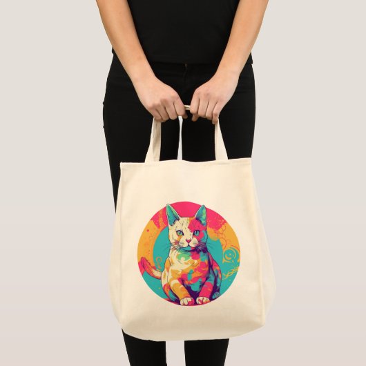 cute colorfull cat design  トートバッグ (正面(商品))