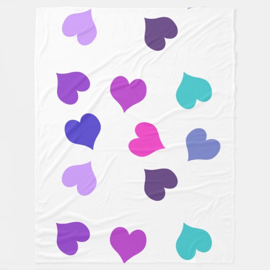 Cute colourful hearts フリースブランケット (正面)
