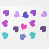 Cute colourful hearts フリースブランケット (正面(横))