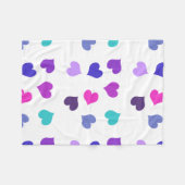 Cute colourful hearts フリースブランケット (正面(横))