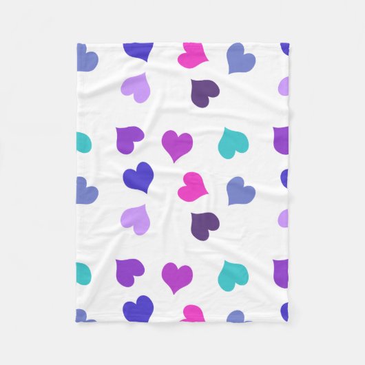 Cute colourful hearts フリースブランケット (正面)