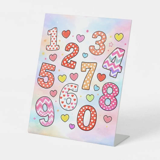 Cute Colourful Numbers Maths Desk Art for Kids 台座サイン (正面)
