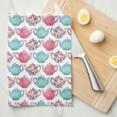 Cute colourful teapot design seamless pattern キッチンタオル (四つ折り)