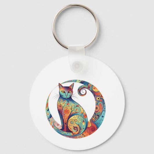 cute colurful cat design キーホルダー (正面)