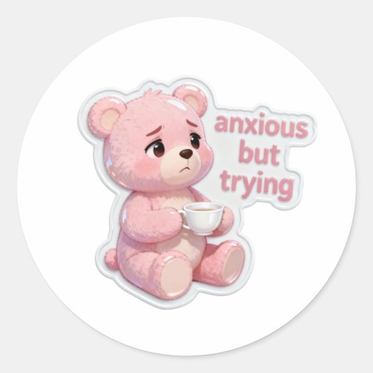 Cute Comfort Bear Aesthetic Sticker ラウンドシール (正面)