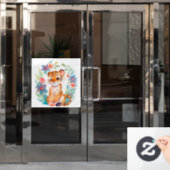 cute comic painted tiger in watercolor style ウィンドウサイン (オフィスドア)