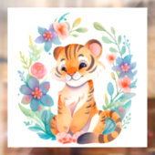 cute comic painted tiger in watercolor style ウィンドウサイン (シート2)