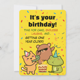 Cute Confetti Birthday Card for Friends and Family 招待状